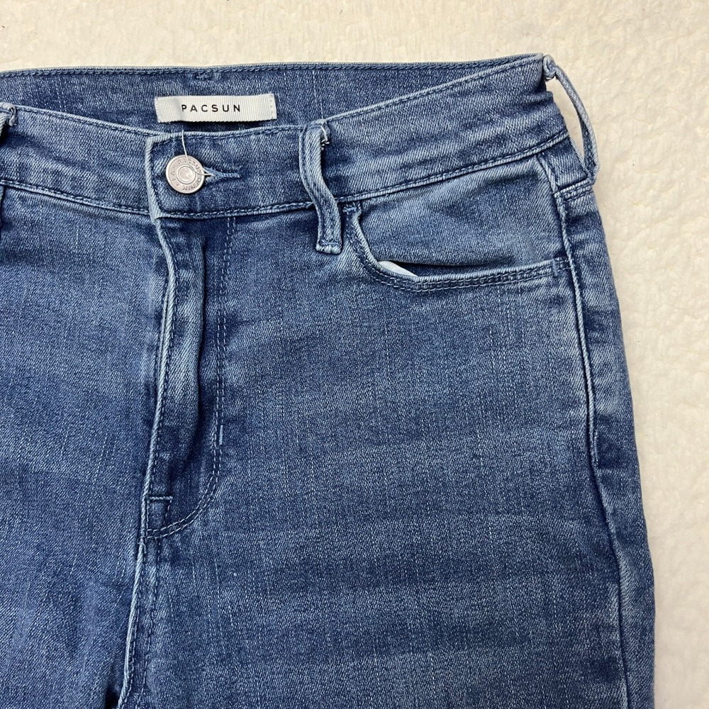 PacSun Skinny Jeans Womens 25 Blue High Rise Raw Hem Denim 860BT190101